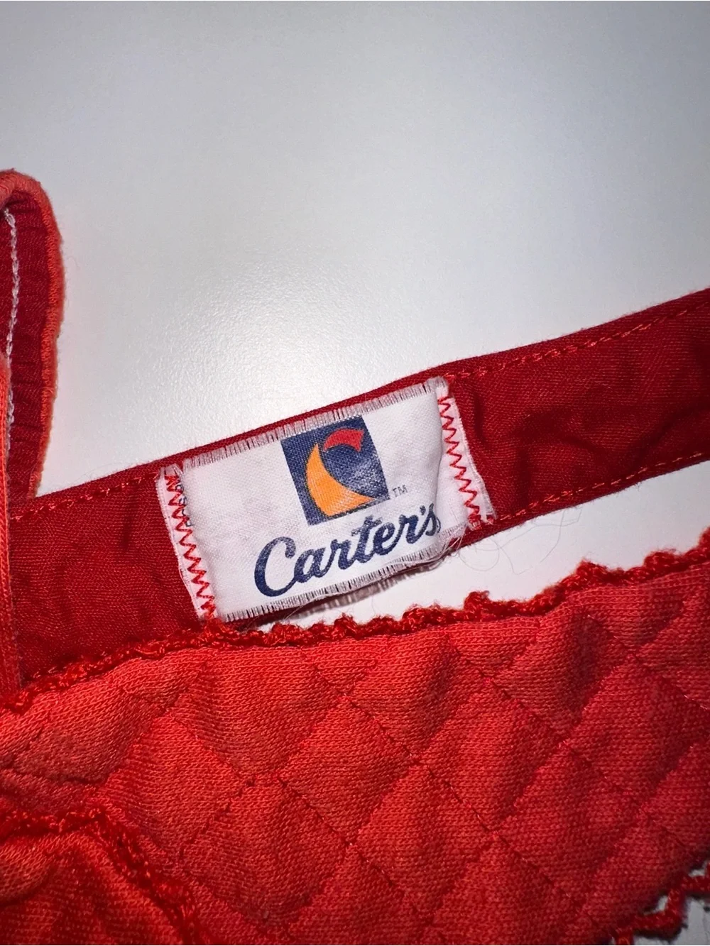 Vintage Carter's Quilted-Top Red Kids Overalls with bow Size 24 Months